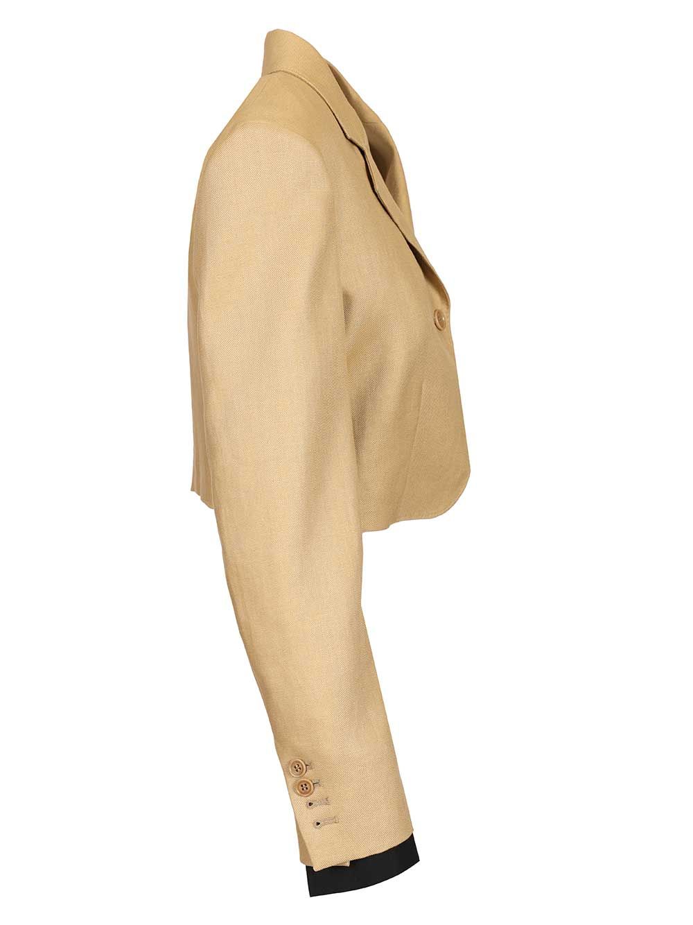 Max Mara Linen Diagonal Crop Jacket Giacche - Beige | eb0316b2ed7a945437e47a4a7b8271fdc22417b0