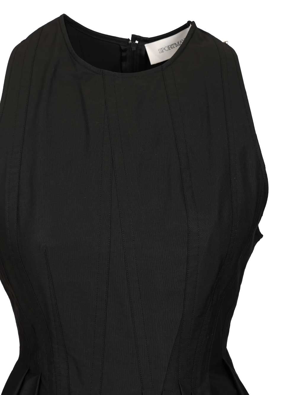 Sportmax Ara Sleeveless Washed Cotton Mini Dress Abiti - Nero | 3f5e6e5eebfc54332906178e35908c170d322f5b