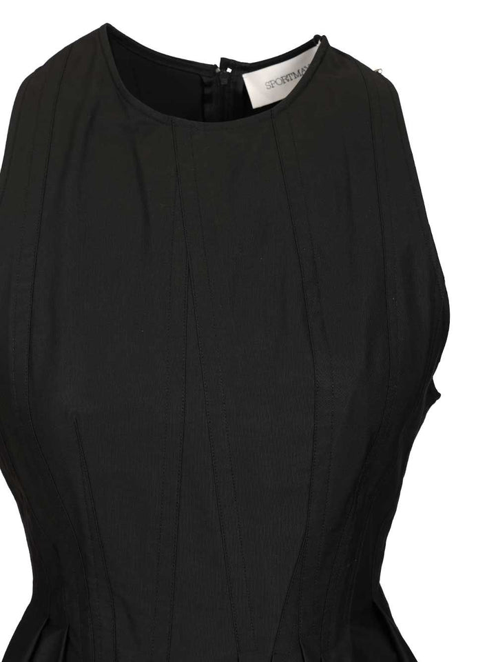 Sportmax Ara Sleeveless Washed Cotton Mini Dress Abiti - Nero | 3f5e6e5eebfc54332906178e35908c170d322f5b