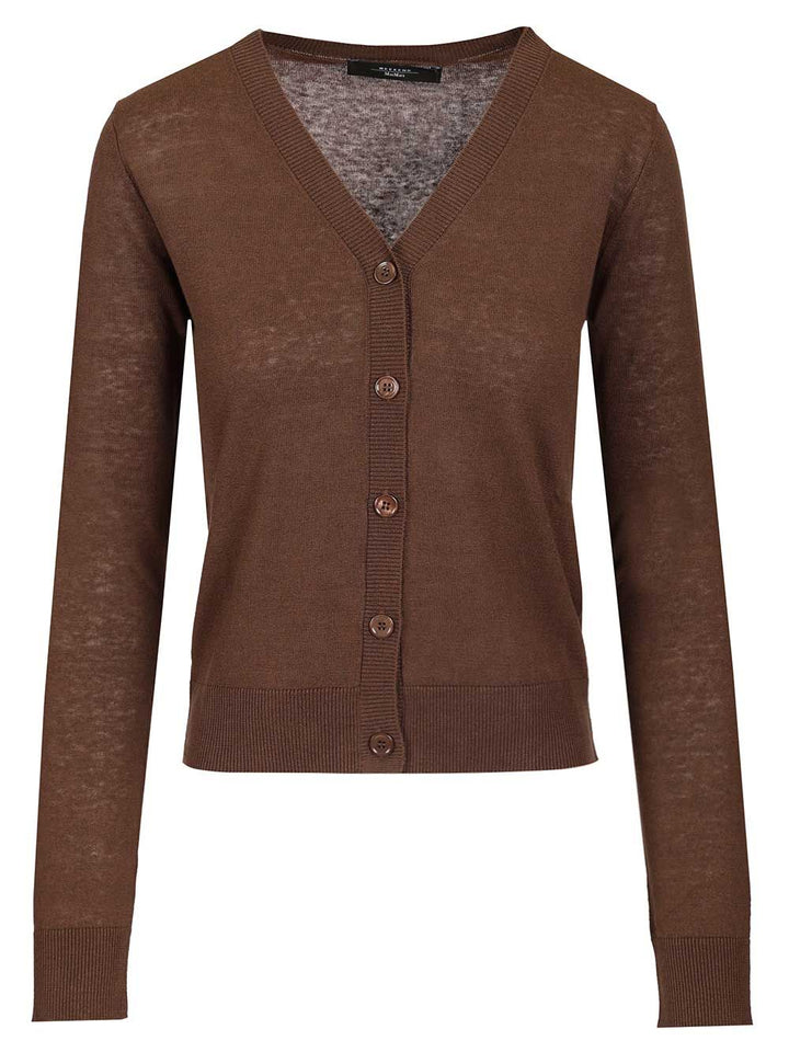 Weekend Max Mara Silk And Linen Cardigan Knitwear - Marrone | f2e5650c41d0f6246035eea7aa31570d8163a90c