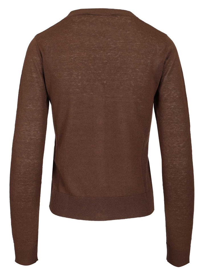 Weekend Max Mara Silk And Linen Cardigan Knitwear - Marrone | 549c5221e757e1f43073d7d6669a1ea4782bcb82