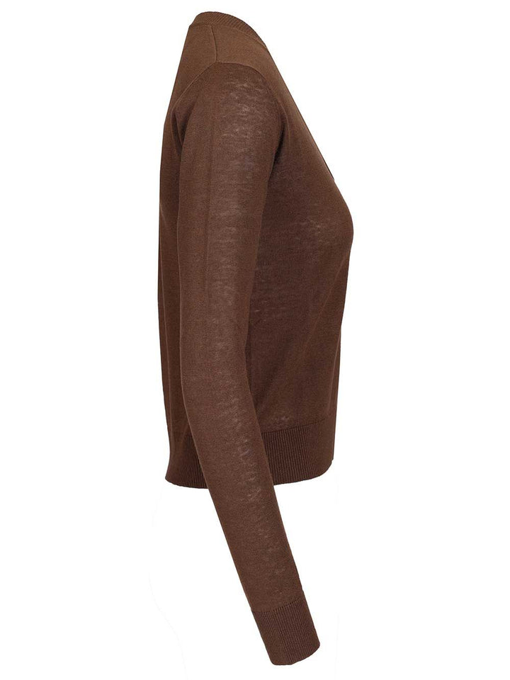 Weekend Max Mara Silk And Linen Cardigan Knitwear - Marrone | 539d9bd9633d92451b48606778a188b15c25d0e8