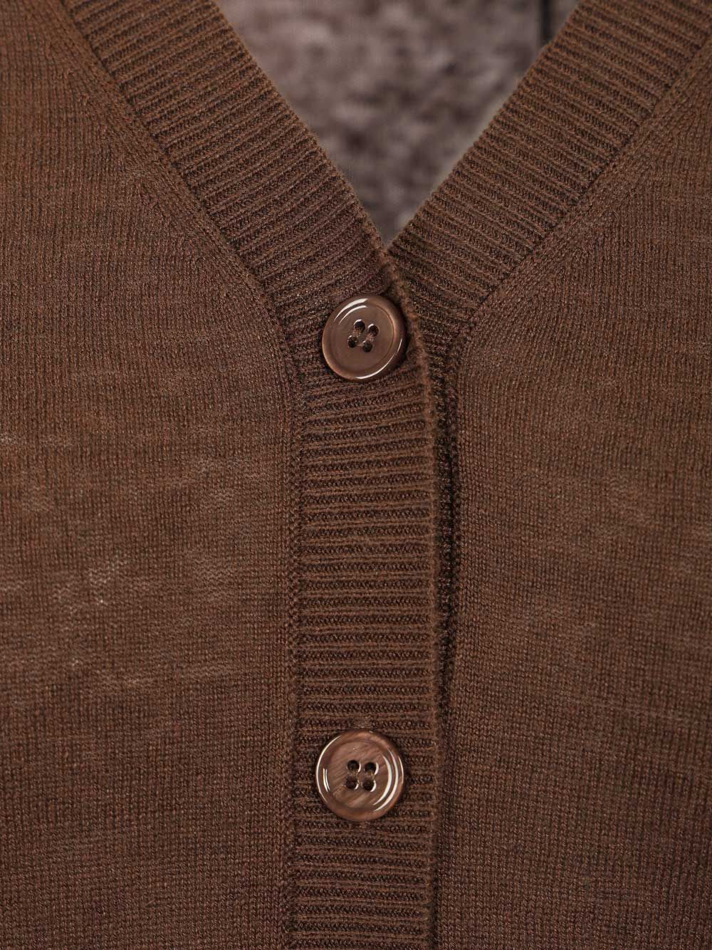 Weekend Max Mara Silk And Linen Cardigan Knitwear - Marrone | 495a4bf156fb794cd32c540d2f427c653048ae64