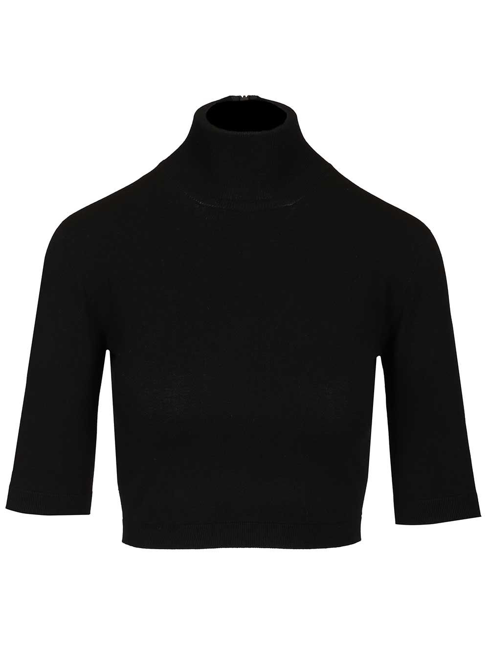 Max Mara Stretch Viscose Crop Turtleneck Knitwear - Nero | 9240bfe048917e28b9f26199c54f576d0c8e9187