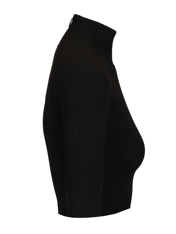 Max Mara Stretch Viscose Crop Turtleneck Knitwear - Nero | 35d62651c2eda9e99982837e3f79c90b24244006