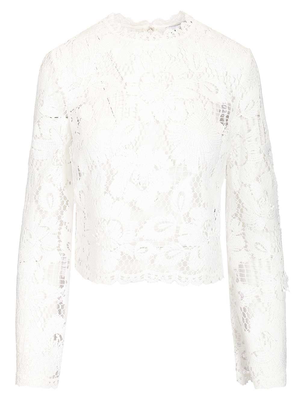 Self-Portrait White Crochet Lace Top Top - Bianco | 8ed4c6c80189731b0b6246dbad71070bf88028e0