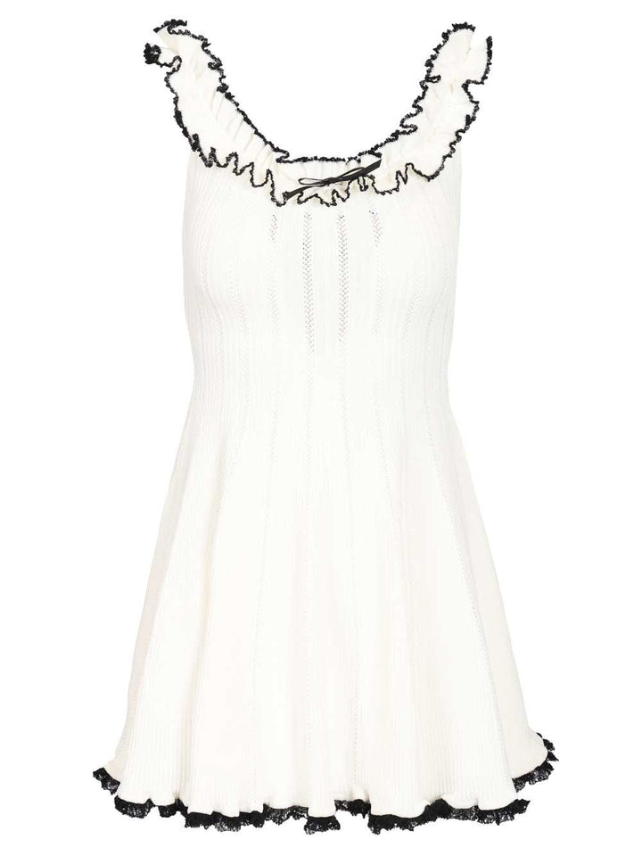 Self-Portrait White Contrast Trim Knit Mini Dress Abiti - Bianco | 9ee806cf4eaeb0c4887b827404ce265e51e35a4e