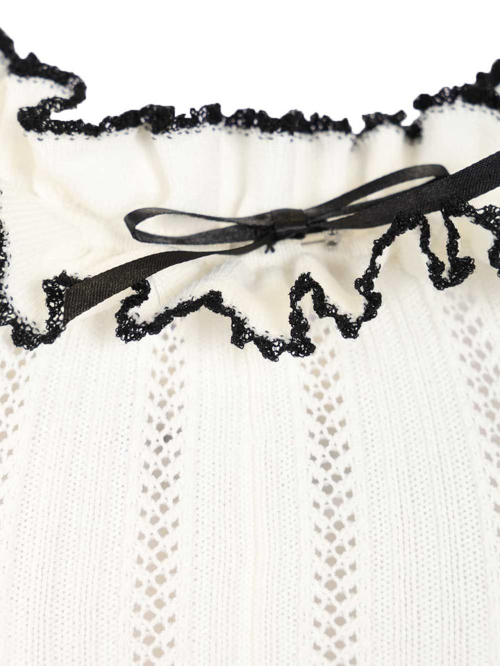 Self-Portrait White Contrast Trim Knit Mini Dress Abiti - Bianco | e670e6cd5c0251c46e2504bd03b06a314e754838