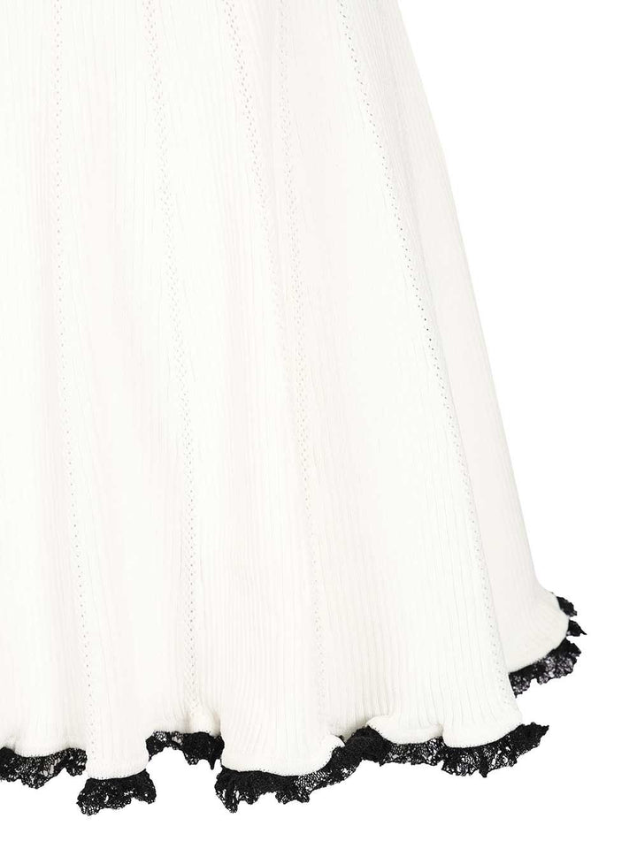 Self-Portrait White Contrast Trim Knit Mini Dress Abiti - Bianco | 70f16c4a9a8fb0993c1fb9cdfca6511629d15490