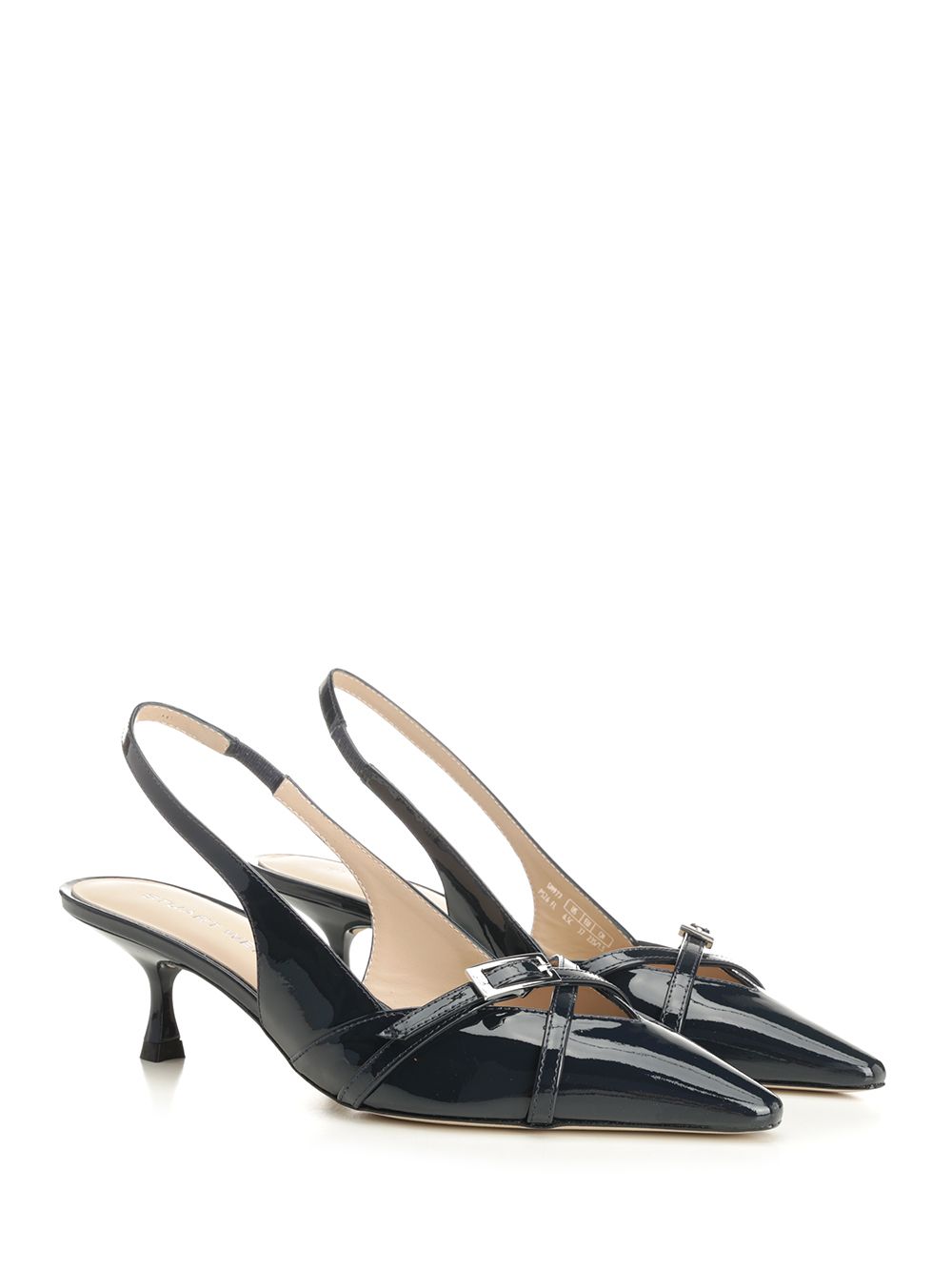 Stuart Weitzman Georgie Slingback In Blue Patent Leather Decollete - Blu | a7183283fecbdc22446a555fae3bdb99246cf7b0