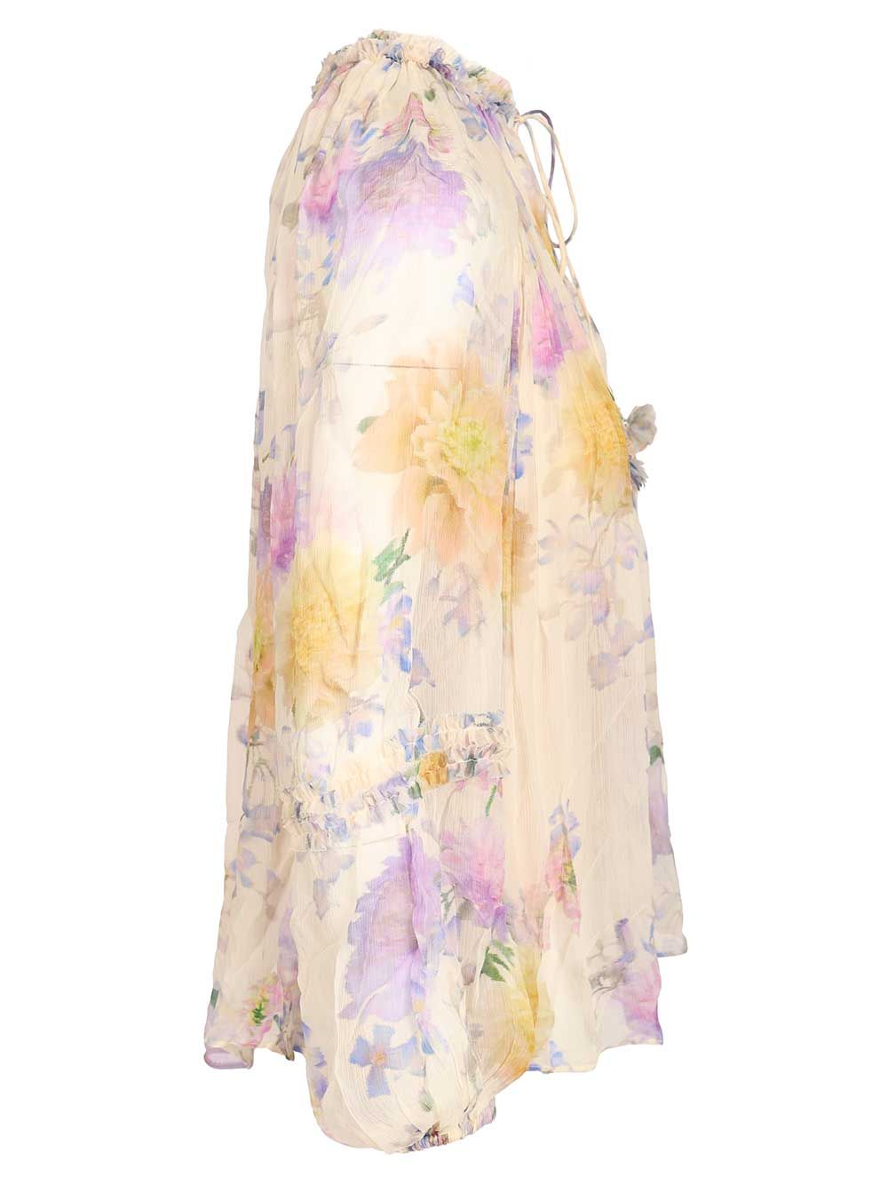 Zimmermann Luna Blouse With Puff Sleeves And Ruffles Shirts - Multicolor | 6360a399814c55d366f65cf001a70e9a582d71e8
