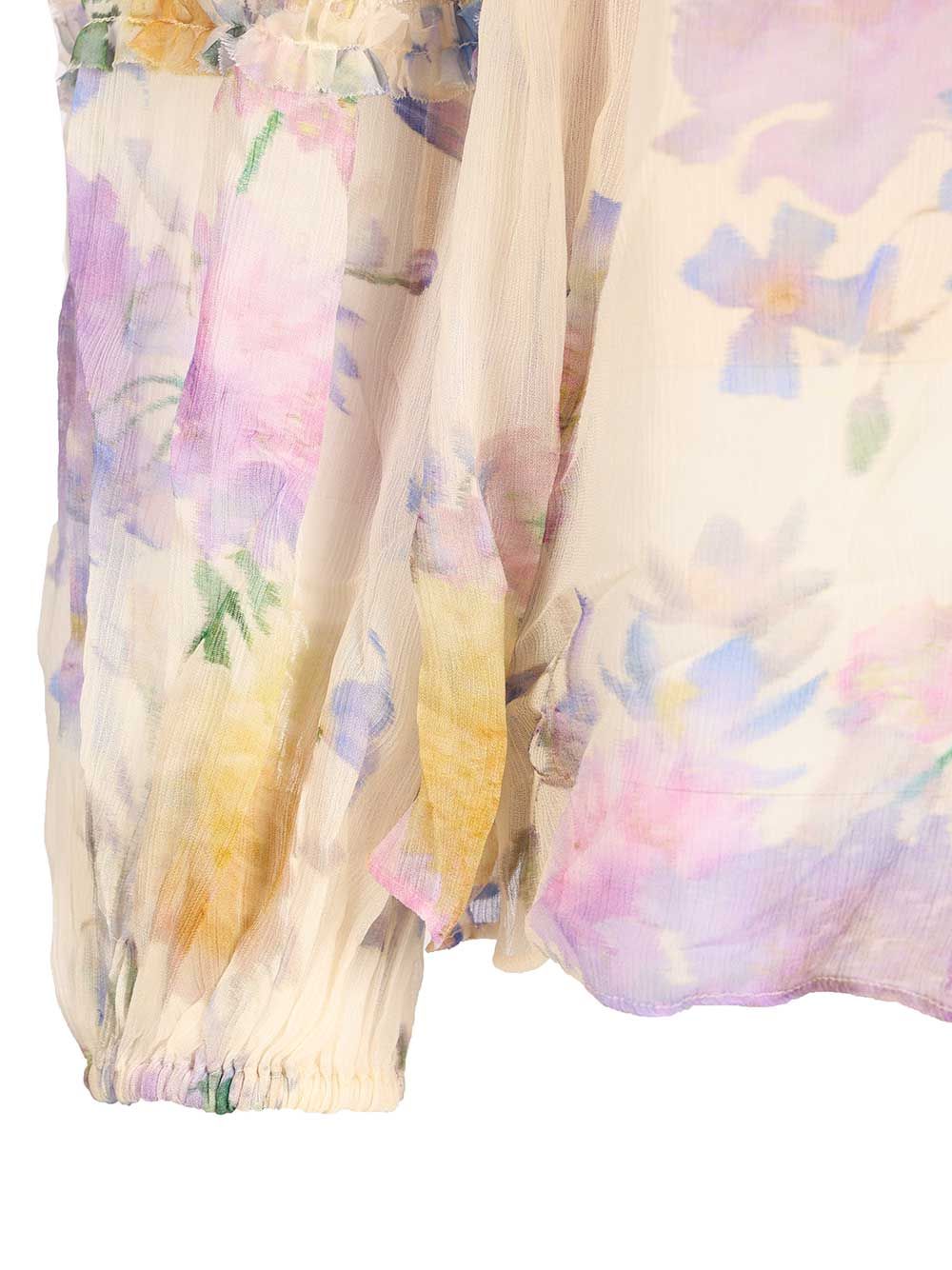 Zimmermann Luna Blouse With Puff Sleeves And Ruffles Shirts - Multicolor | 2336d6f70e2512449f2dbf011ed85a2bc440d21c