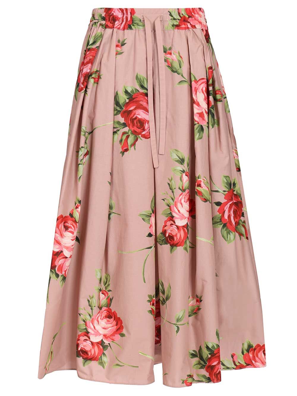 Dolce & Gabbana Midi Skirt With Rose Bouquet Print Gonne - Rose | eab85e356abe5f6a2e609c95a9a63e0664662aa1