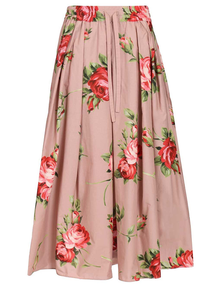 Dolce & Gabbana Midi Skirt With Rose Bouquet Print Gonne - Rose | eab85e356abe5f6a2e609c95a9a63e0664662aa1
