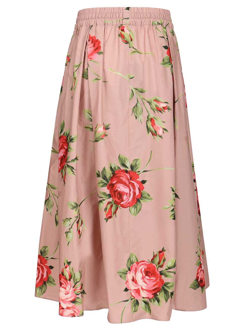 Dolce & Gabbana Midi Skirt With Rose Bouquet Print Gonne - Rose | 8168196f6cf1c5f40b66cab6ddbc78aaaeb4f6eb