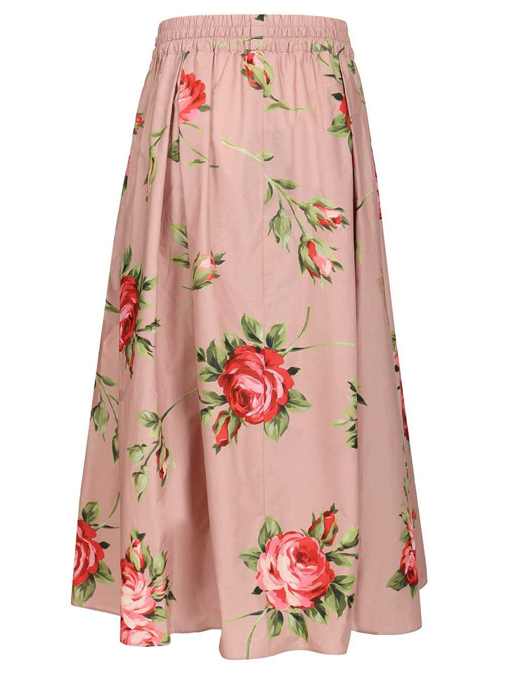 Dolce & Gabbana Midi Skirt With Rose Bouquet Print Gonne - Rose | 8168196f6cf1c5f40b66cab6ddbc78aaaeb4f6eb