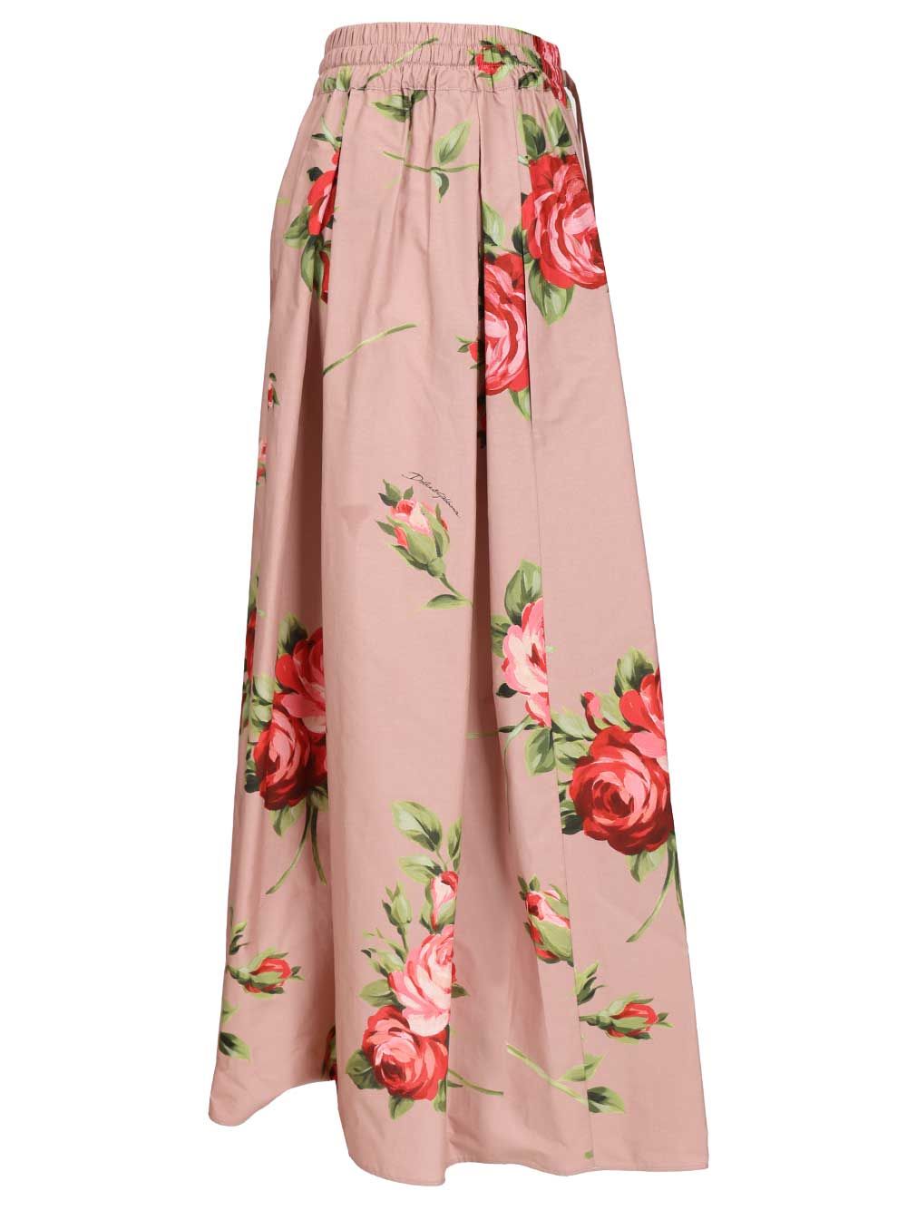 Dolce & Gabbana Midi Skirt With Rose Bouquet Print Gonne - Rose | 32f82330f89851f9e2763359f45fbb7c68d3302c