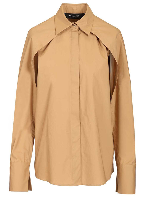 Open-Sleeved Shirt Shirts Beige