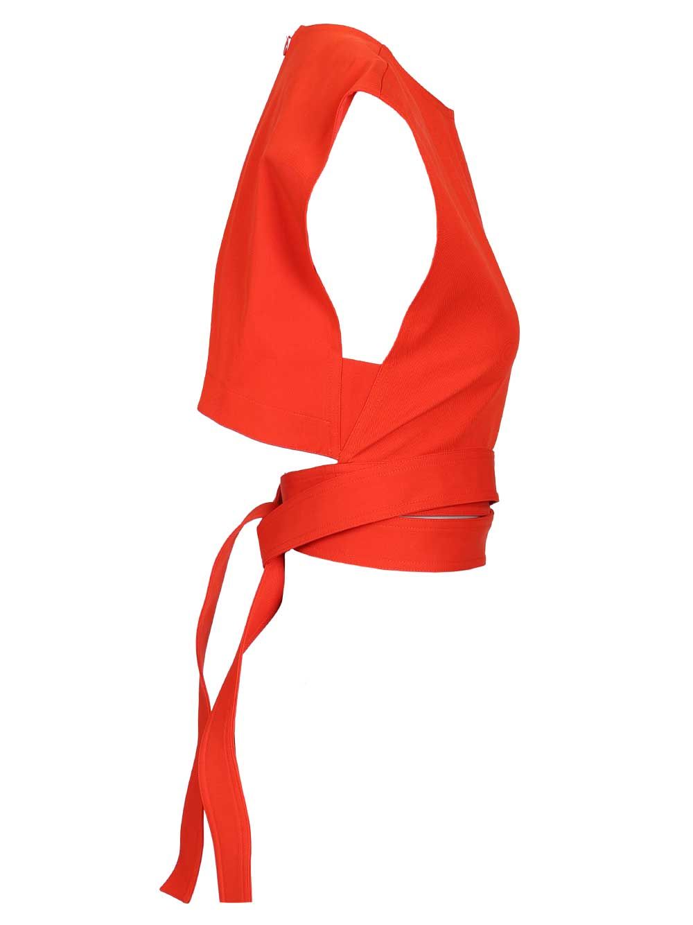 AlaÏA Cropped Top In Cotton Gabardine With Band Top - Rosso | b8d18bb30a060c8e3a0bd9809cf521b4817a43f4