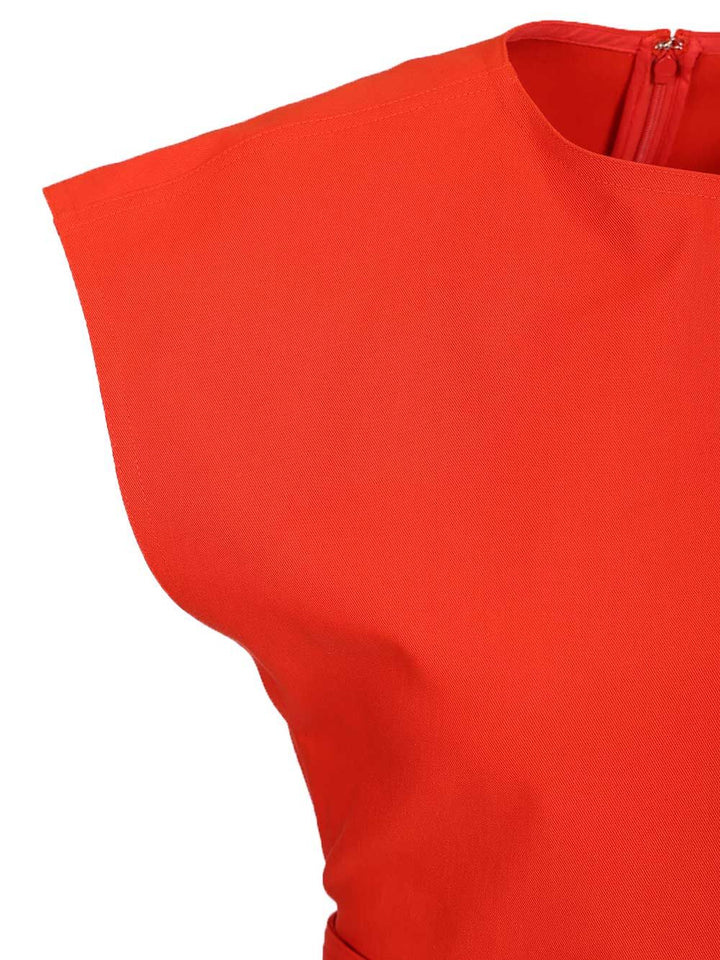 AlaÏA Cropped Top In Cotton Gabardine With Band Top - Rosso | 86f4b9b90a903c09a4f94fe137f739b69fa58334