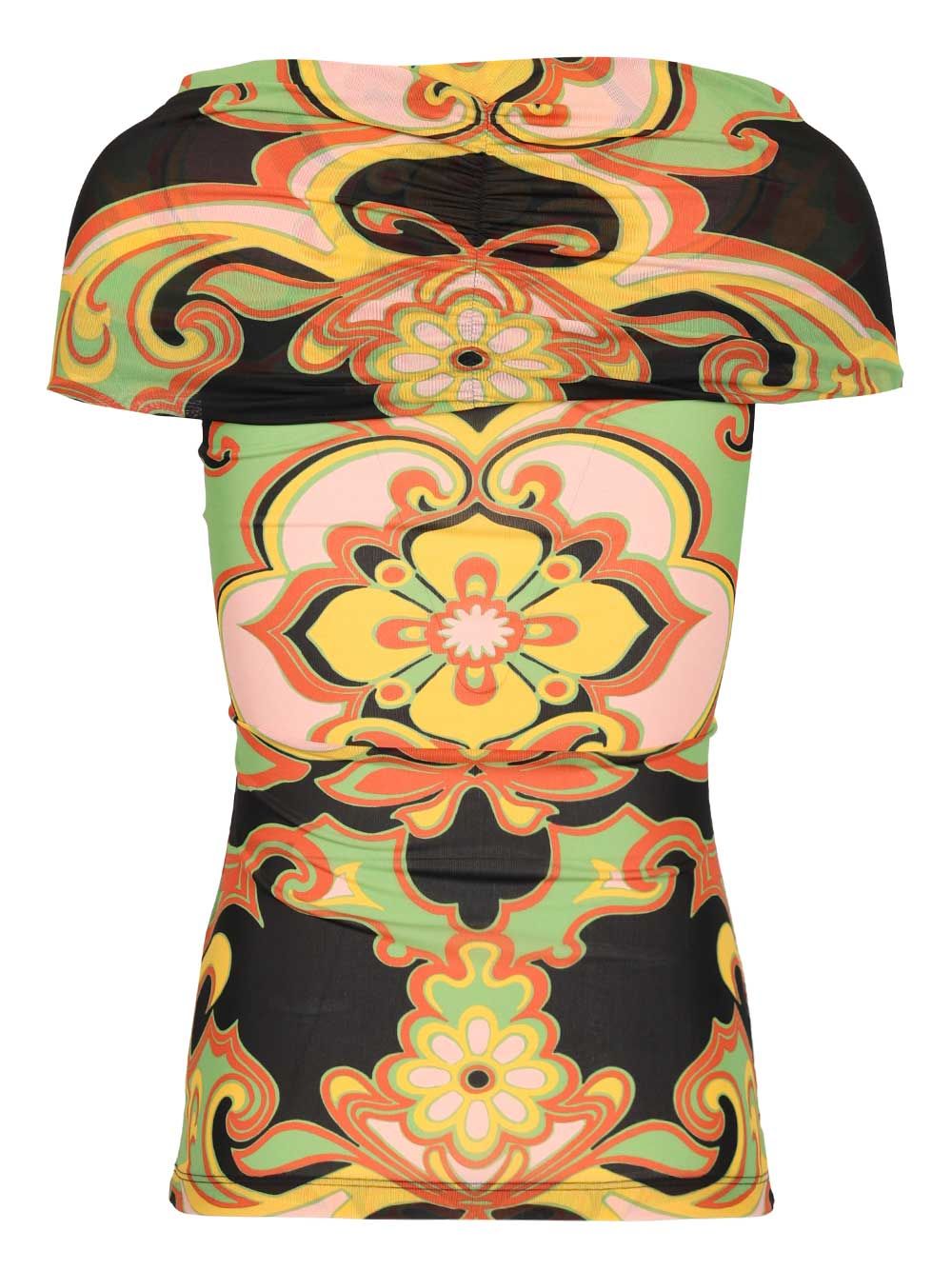 Etro Printed Body With Bart Neckline Top - Multicolor | 6a5ea601e45027909757dd4486c934d387ccca17