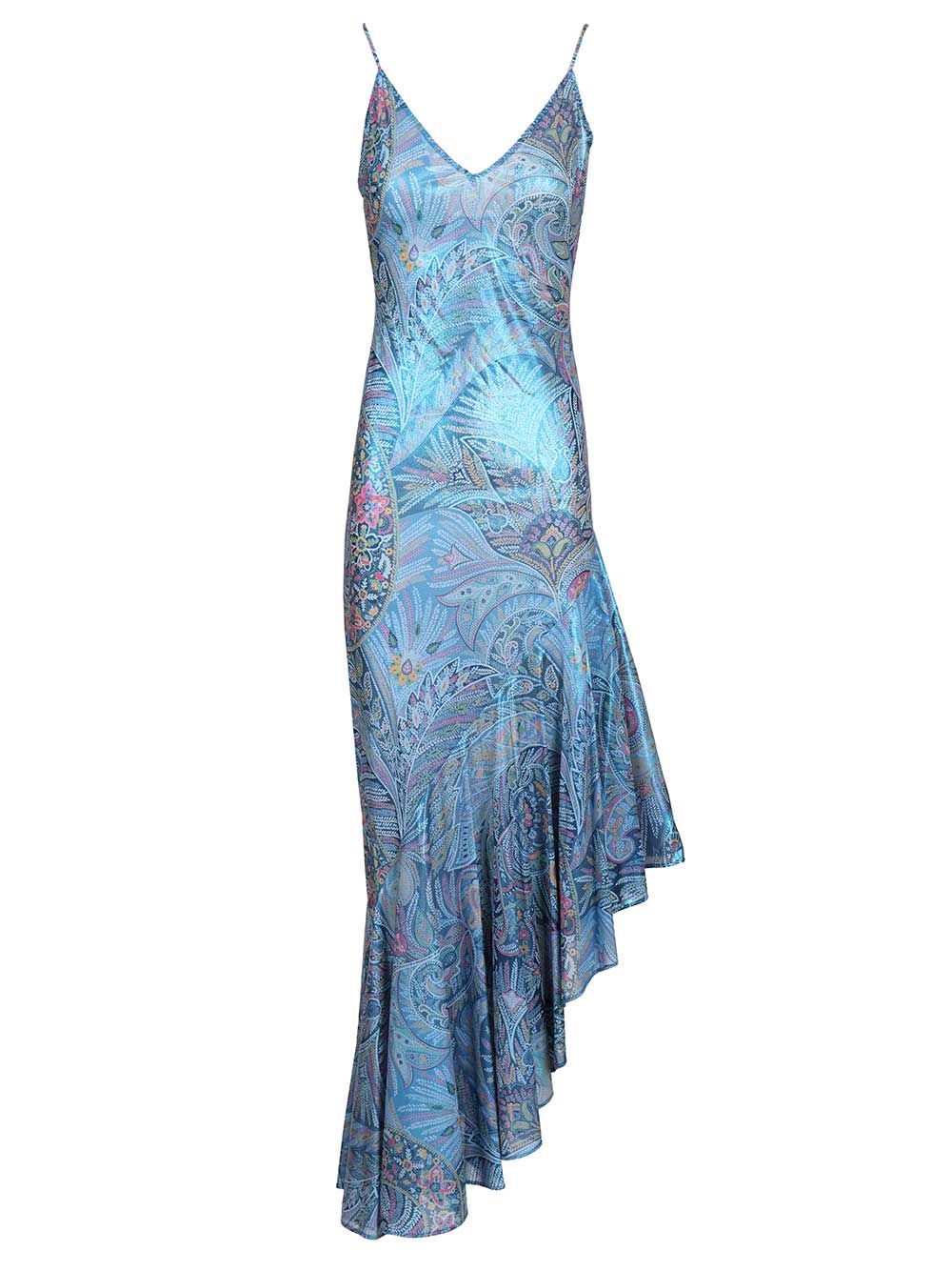 Etro Asymmetrical Dress With Ruffles And Paisley Print Abiti - Blu | dd3e957618169f5af7f3656da3221955525913b2