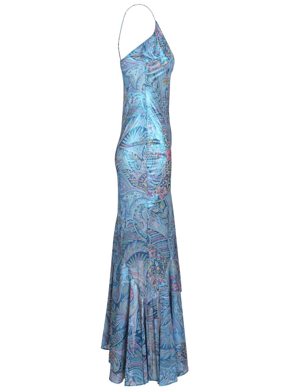 Etro Asymmetrical Dress With Ruffles And Paisley Print Abiti - Blu | 68503e3ce5ae532225c704e4b01a6bd8a0010919