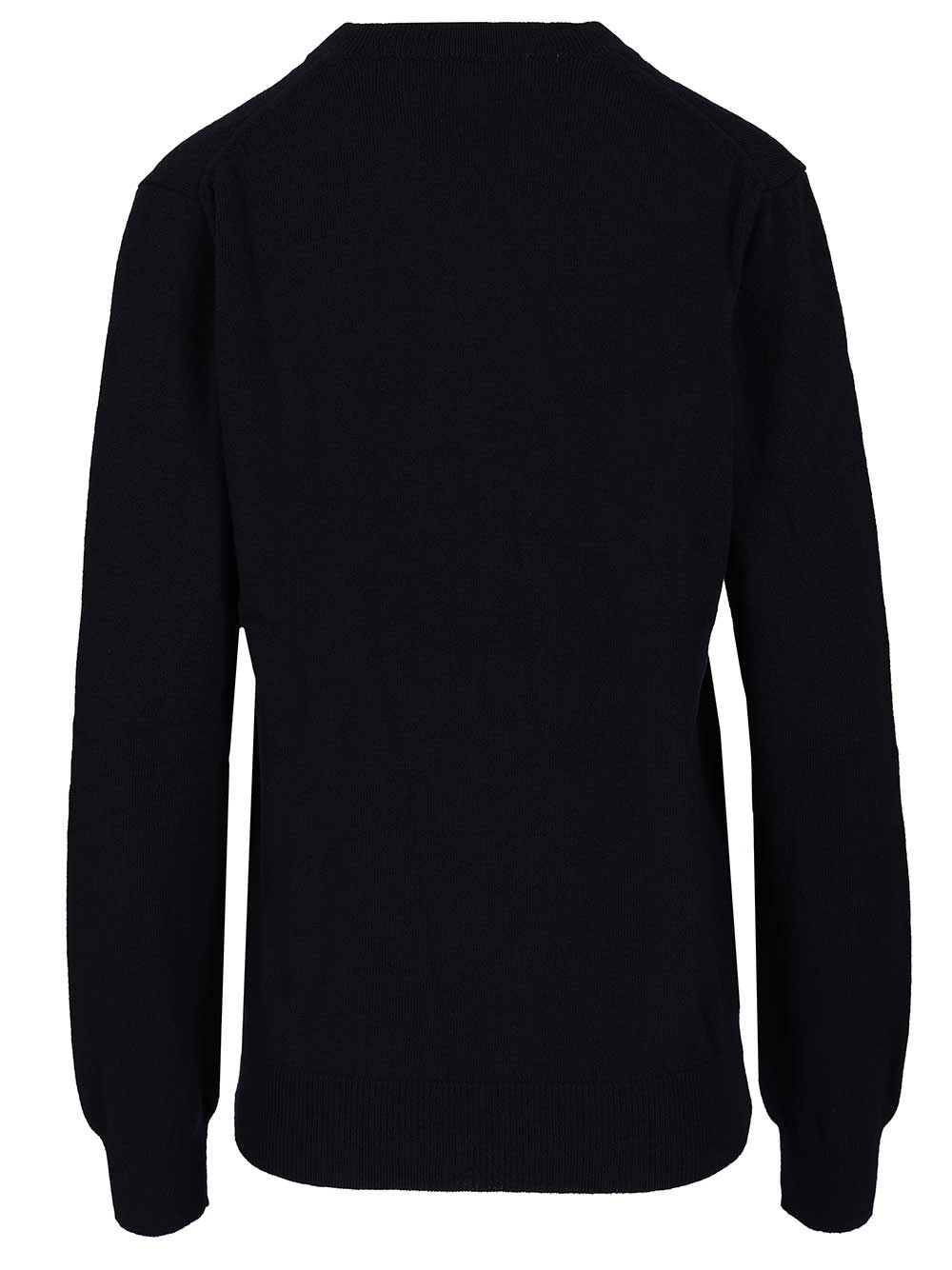 Comme Des Garcons Play Crew Neck Wool Sweater Knitwear - Blu | c429b53b9fc08a48f1426450ef9cf2b0b33b7ed1