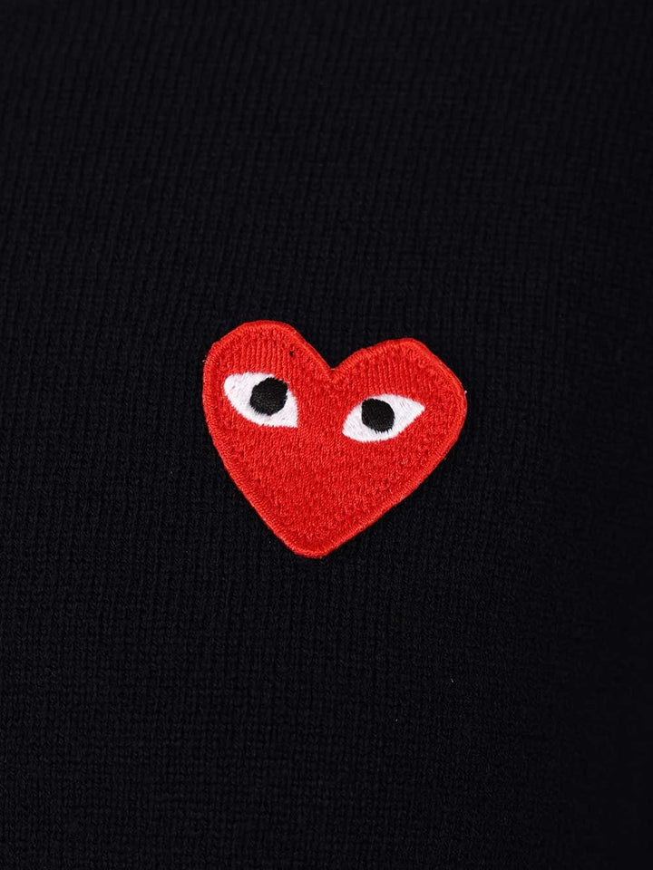 Comme Des Garcons Play Crew Neck Wool Sweater Knitwear - Blu | bb001ff96676291f235303678d68fdd6c5fe3662