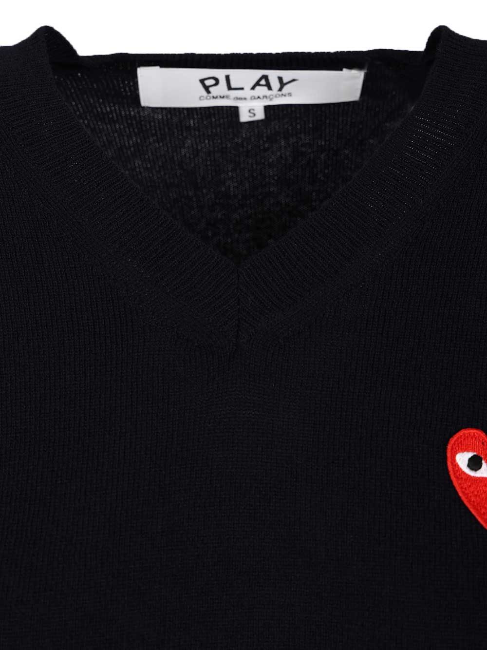 Comme Des Garcons Play Crew Neck Wool Sweater Knitwear - Blu | 8ed1813ba86ba06aa1639c088414bb6999f28c43