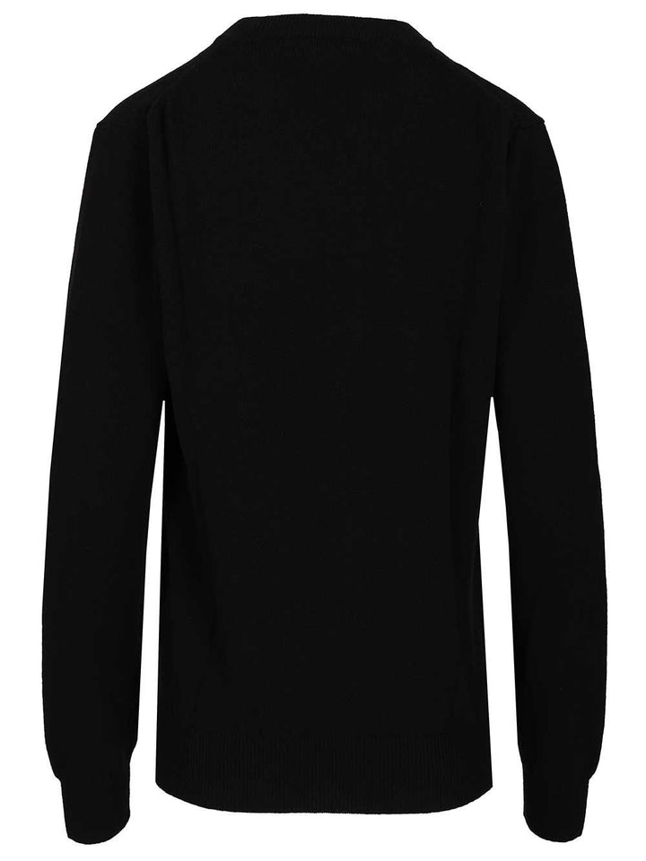 Comme Des Garcons Play Crew Neck Wool Sweater Knitwear - Nero | e210d19845bd2d6088f6abf13a375b4416910761