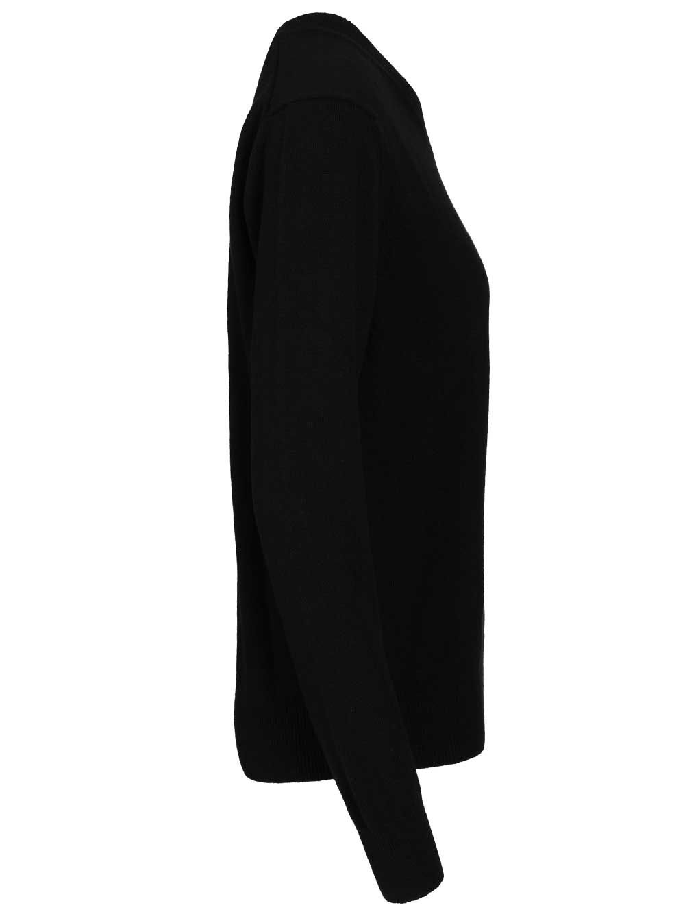 Comme Des Garcons Play Crew Neck Wool Sweater Knitwear - Nero | c03e443559267e3a654d65fb83d695a58f32d4dc