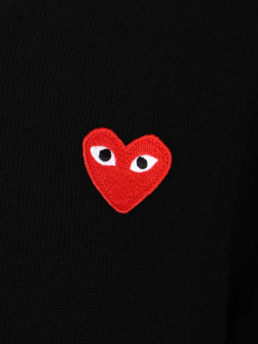 Comme Des Garcons Play Crew Neck Wool Sweater Knitwear - Nero | 6f4b50c313149bf2344517f63947ad0f96af990b