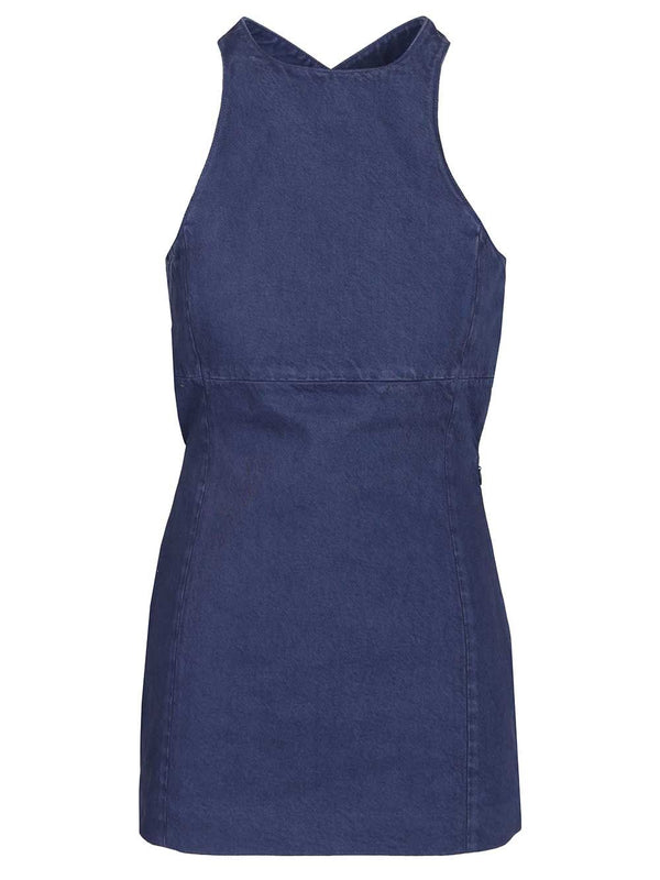 Minivestidos de gabardina azules