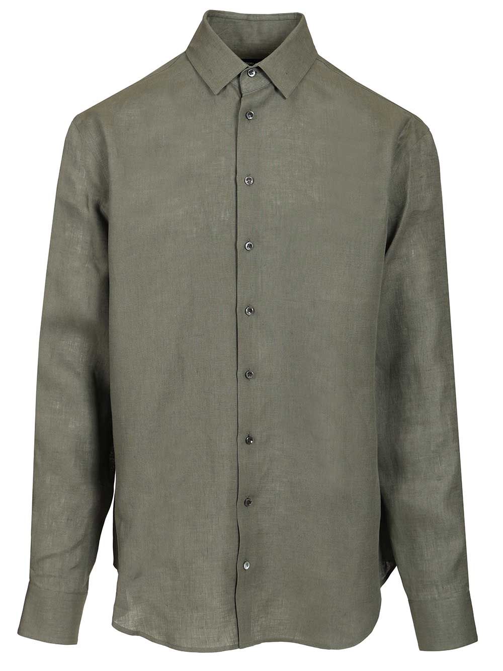 Giorgio Armani Classic Linen Shirt Shirts - Verde | 3d969067e5c6d035a7838efdc5a660c1ae2fefec