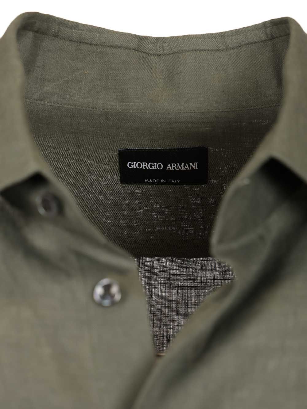 Giorgio Armani Classic Linen Shirt Shirts - Verde | 373ffcf626b161fc2c61fd3a2fdc91029f3cc282