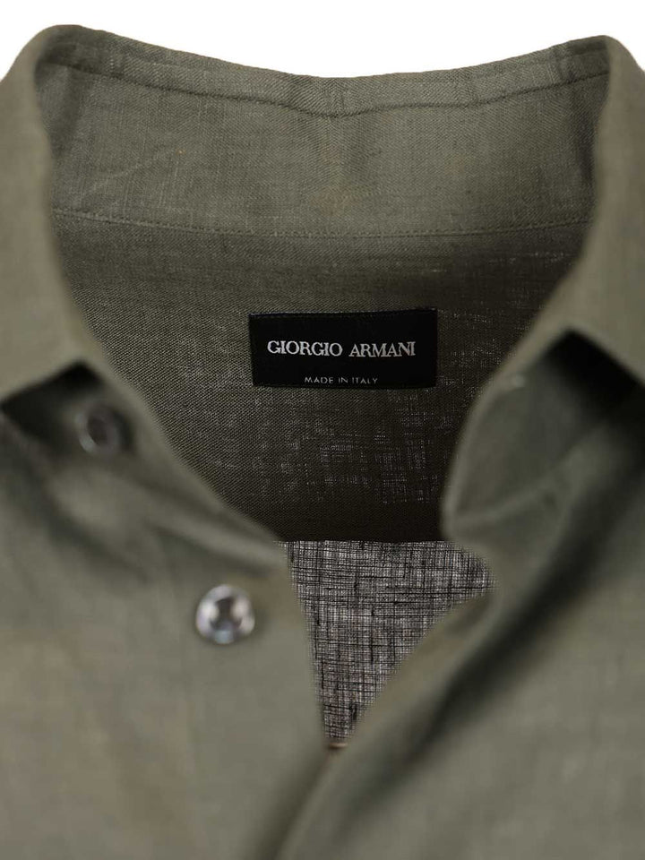 Giorgio Armani Classic Linen Shirt Shirts - Verde | 373ffcf626b161fc2c61fd3a2fdc91029f3cc282
