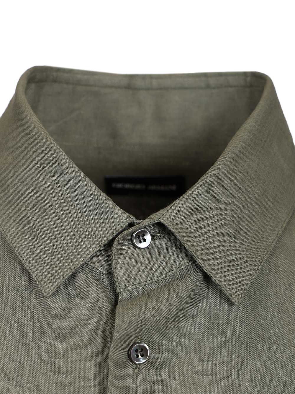 Giorgio Armani Classic Linen Shirt Shirts - Verde | 88fcd931ce851d818f8811b43a13f2293ac5db42