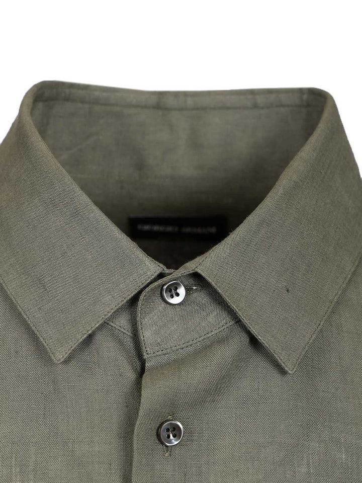 Giorgio Armani Classic Linen Shirt Shirts - Verde | 88fcd931ce851d818f8811b43a13f2293ac5db42