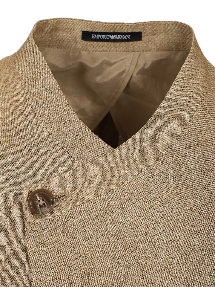 Emporio Armani Blazer With Mandarin Collar Giacche - Beige | 14e736ebcb54c74b0322fda2bc8ab5e99347d546