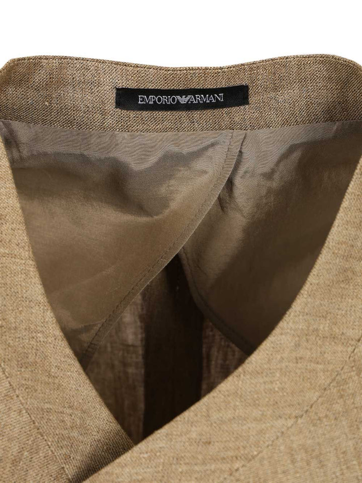 Emporio Armani Blazer With Mandarin Collar Giacche - Beige | 7bbf00bb482be100df8d44a506dde5457af89421