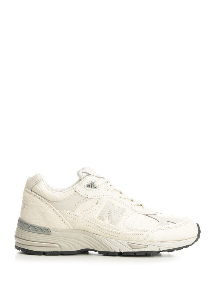 New Balance 991 Sneaker In Crocodile-Print Leather Sneakers - Bianco | 4f89331f8b6a7092dd4e4784d7a5fbb76bf20b1e