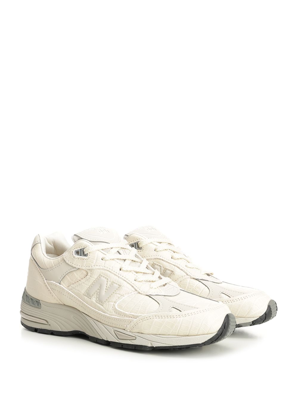 New Balance 991 Sneaker In Crocodile-Print Leather Sneakers - Bianco | f4695eb736c332a50f15bf42c561afaa2c7efec5