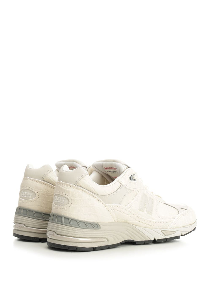 New Balance 991 Sneaker In Crocodile-Print Leather Sneakers - Bianco | 253467f6c8d35b97fdb4e8f6de15aa4af3567815