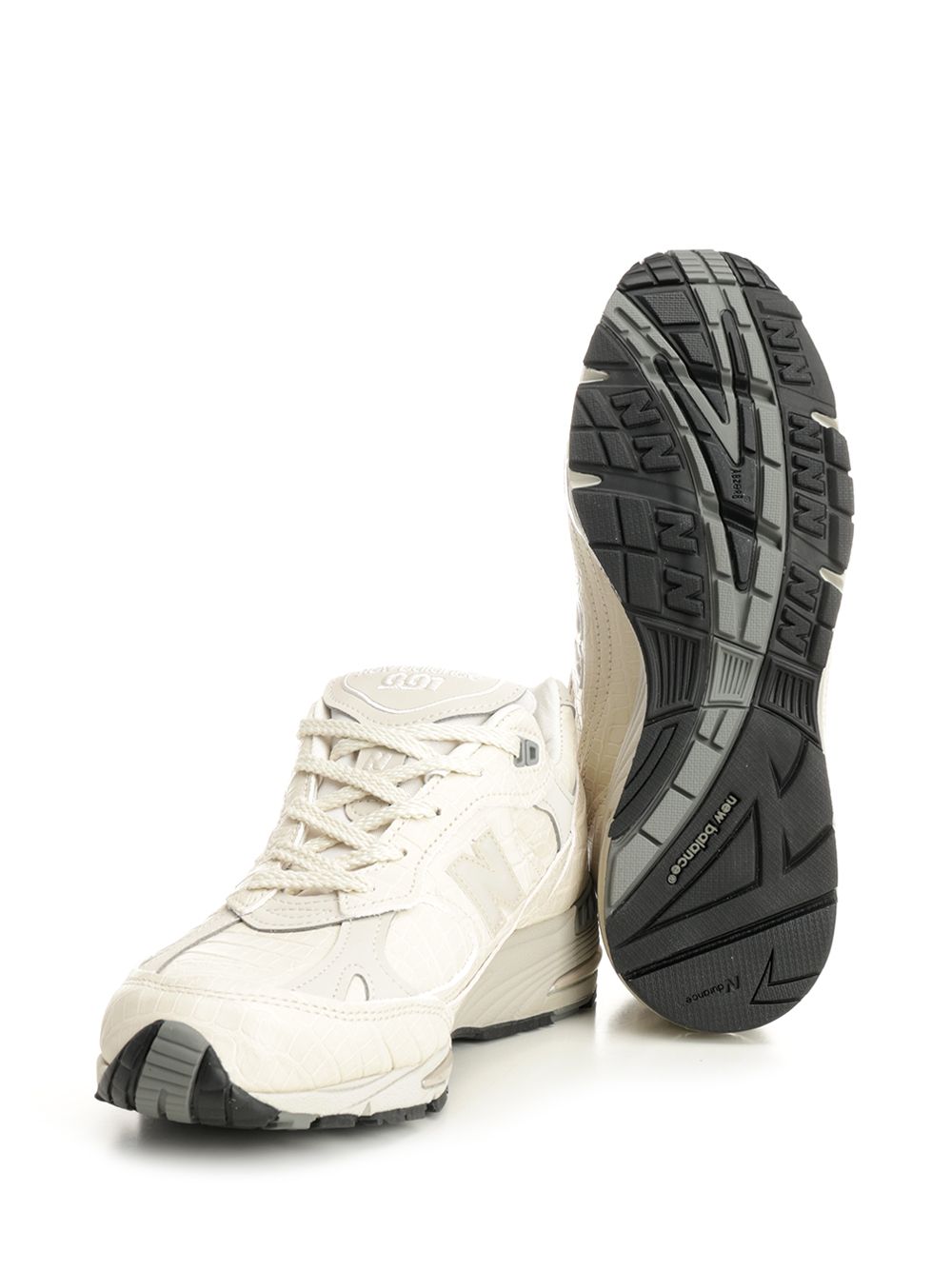 New Balance 991 Sneaker In Crocodile-Print Leather Sneakers - Bianco | d4f499c29be0b5bec33ee2321e1aa390fd7e67ba