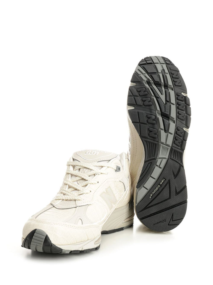 New Balance 991 Sneaker In Crocodile-Print Leather Sneakers - Bianco | d4f499c29be0b5bec33ee2321e1aa390fd7e67ba