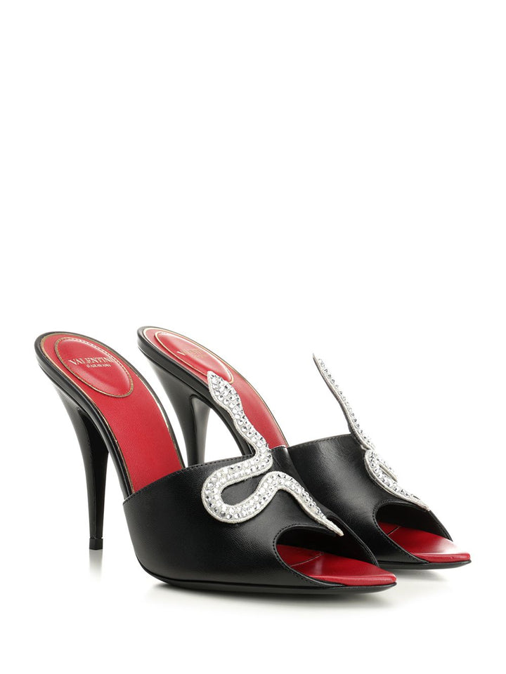 Valentino Garavani Vg Coeur Vipère Slide T.105 Sandali - Nero | 8e9ecd658b277b3969c35a1d89ade68fd37f2e4e