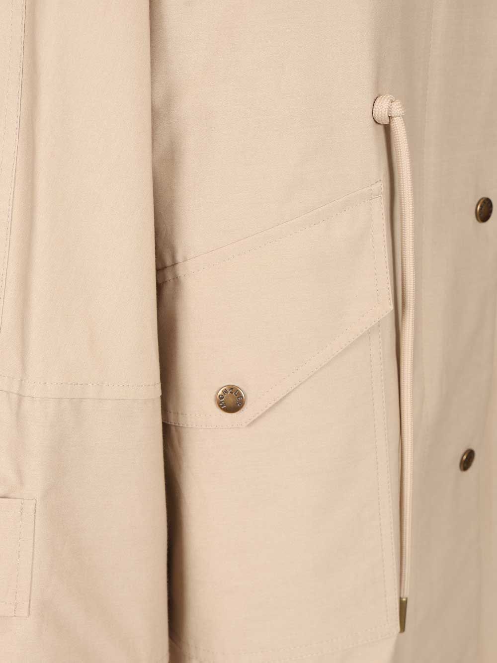 Moncler Brunnera Long Parka Coats - Beige | 6b02e0537ba42b2e57c65d237e90daa26336ee24