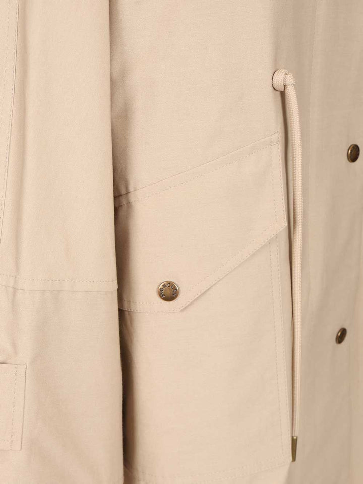 Moncler Brunnera Long Parka Coats - Beige | 6b02e0537ba42b2e57c65d237e90daa26336ee24