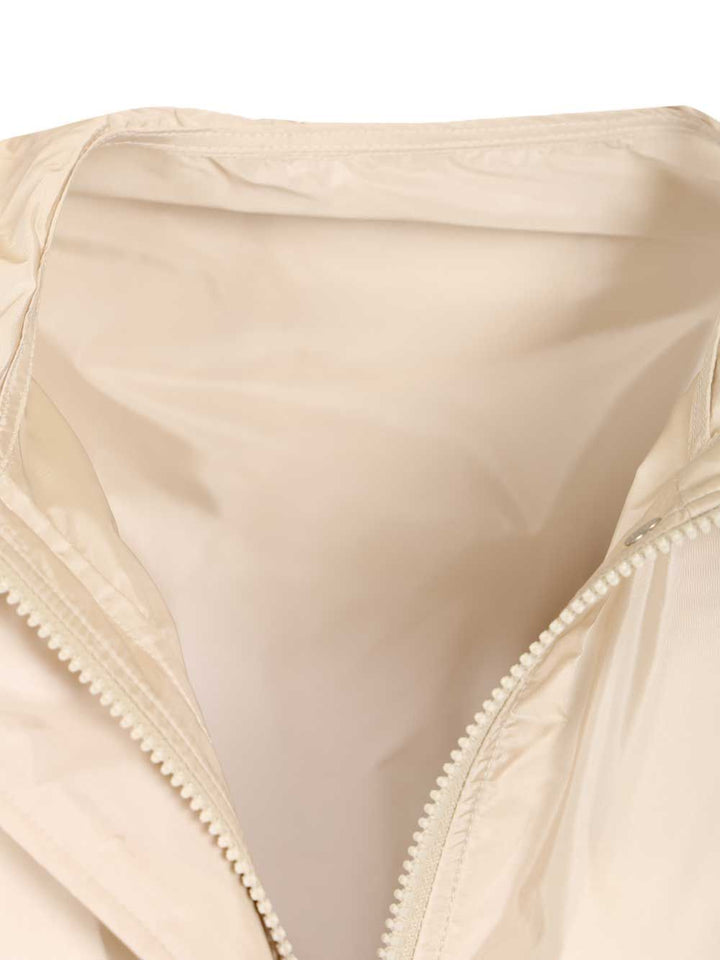 Moncler Weteau Waterproof Jacket With Hood And Ruffles Coats - Bianco | e8a35feb5db7f1ca2a2f3d3d6f21662ebacfb08a